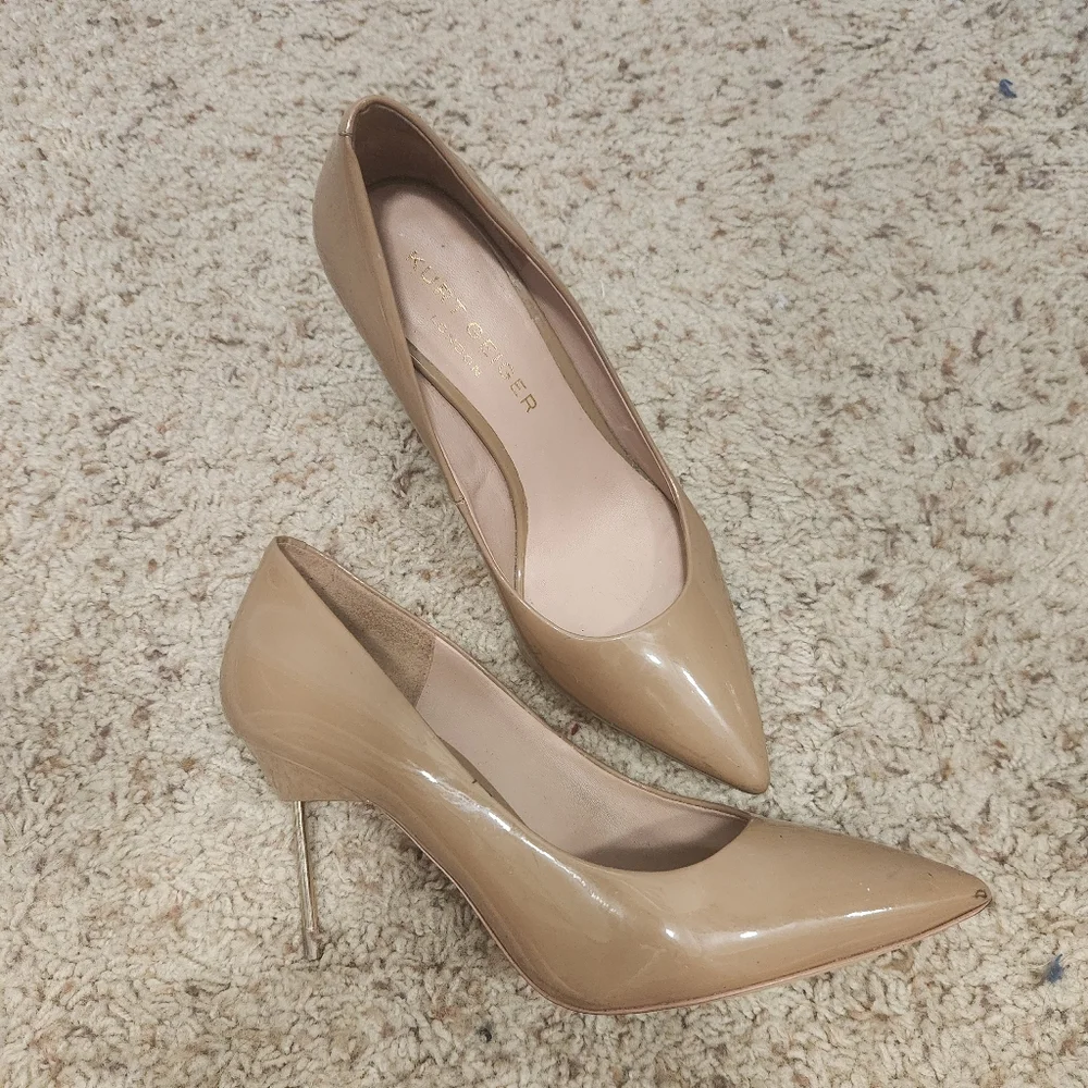 Kurt Geiger London Britton Nude Patent Leather Heels Women's Size 38.5 E…